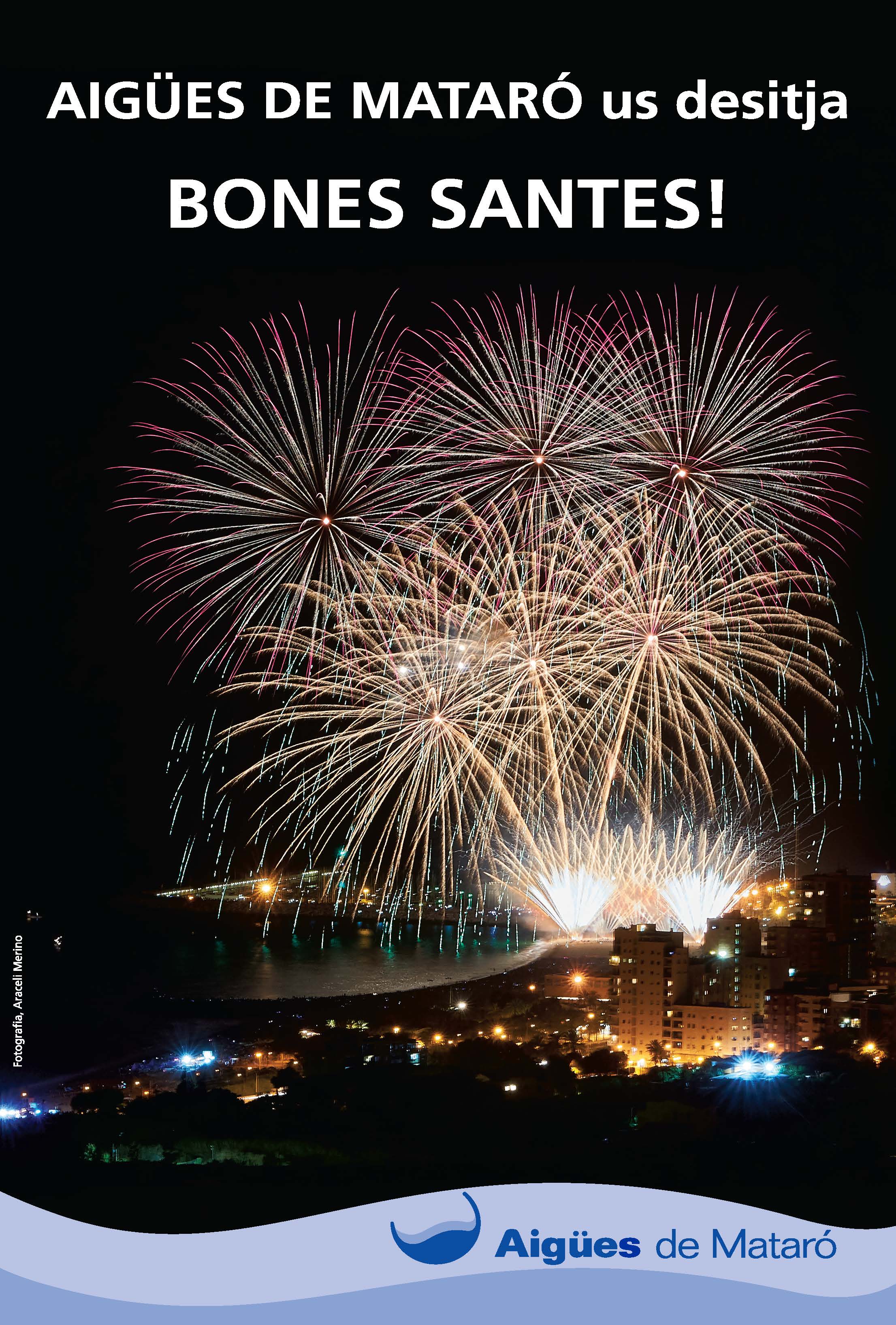 Cartell de l'anunci d'AMSA per Les Santes 2016 amb focs artificials