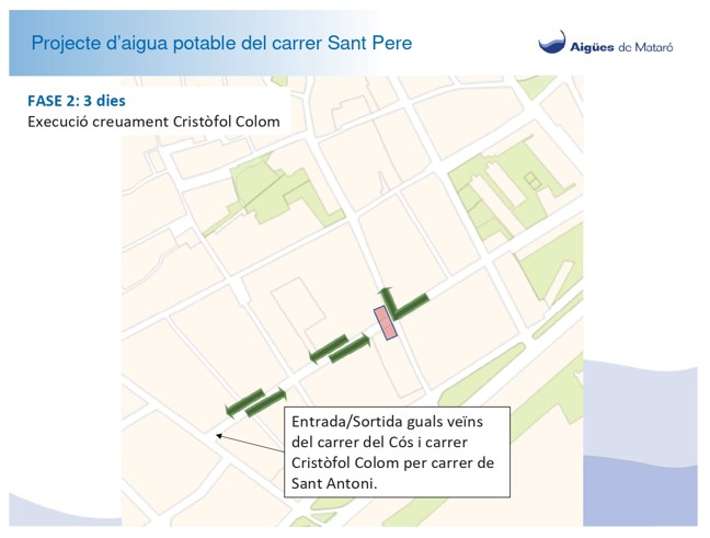 Plànol del recorregut alternatiu de la fase 2 de les obres del carrer de Sant Pere