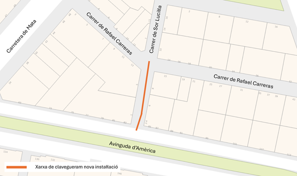 Plànol del tram del carrer de Sor Lucilla on es renovarà el clavegueram