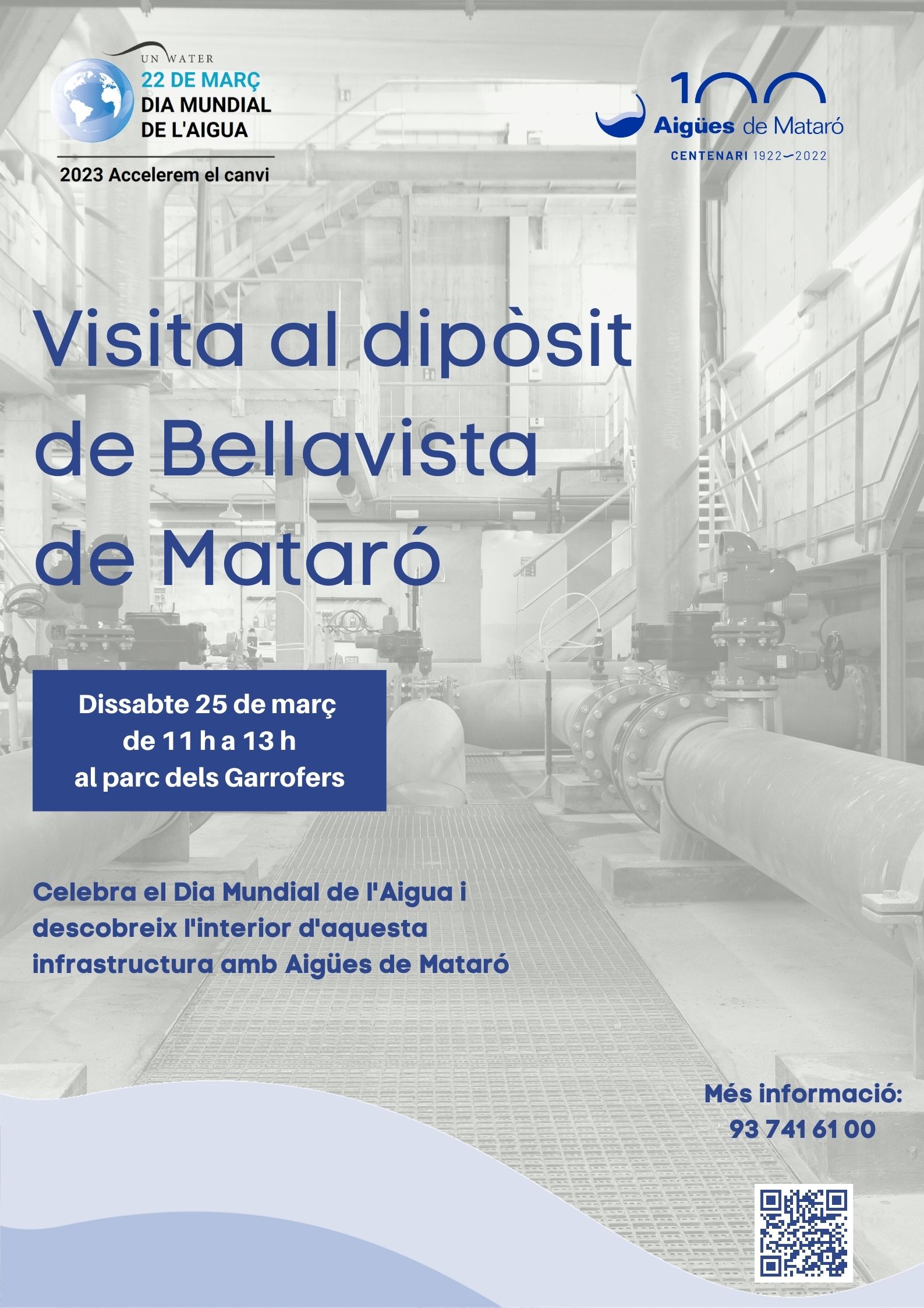 Cartell anunciant visita al dipòsit de Bellavista per cebebrar el Dia Mundial de l'Aigua