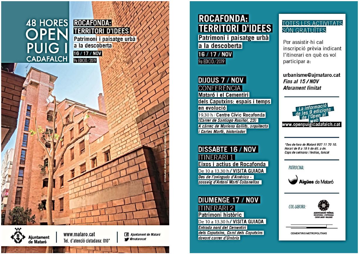 Cartell amb informació sobre l'Open Puig i Cadafalch 2019