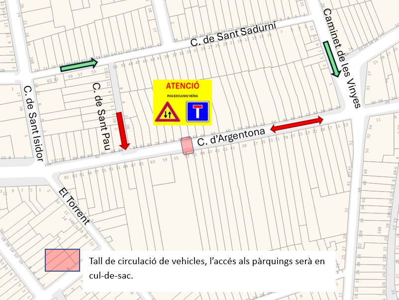 Plànol mobilitat tall carrer d'Argentona