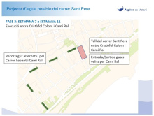 Plànol del recorregut alternatiu de la fase 3 de les obres del carrer de Sant Pere